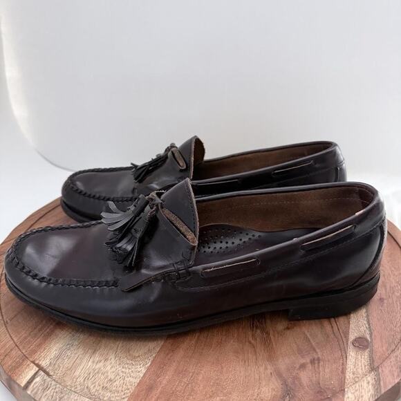 LL Bean Shoes Mens Size 11 D Brown Leather Tassel Loafers Kiltie Moc Toe Dress - Picture 4 of 14